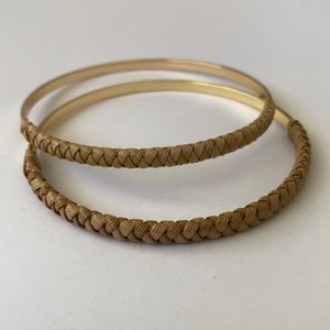 Gold-Toned Lauhala Woven Bangles